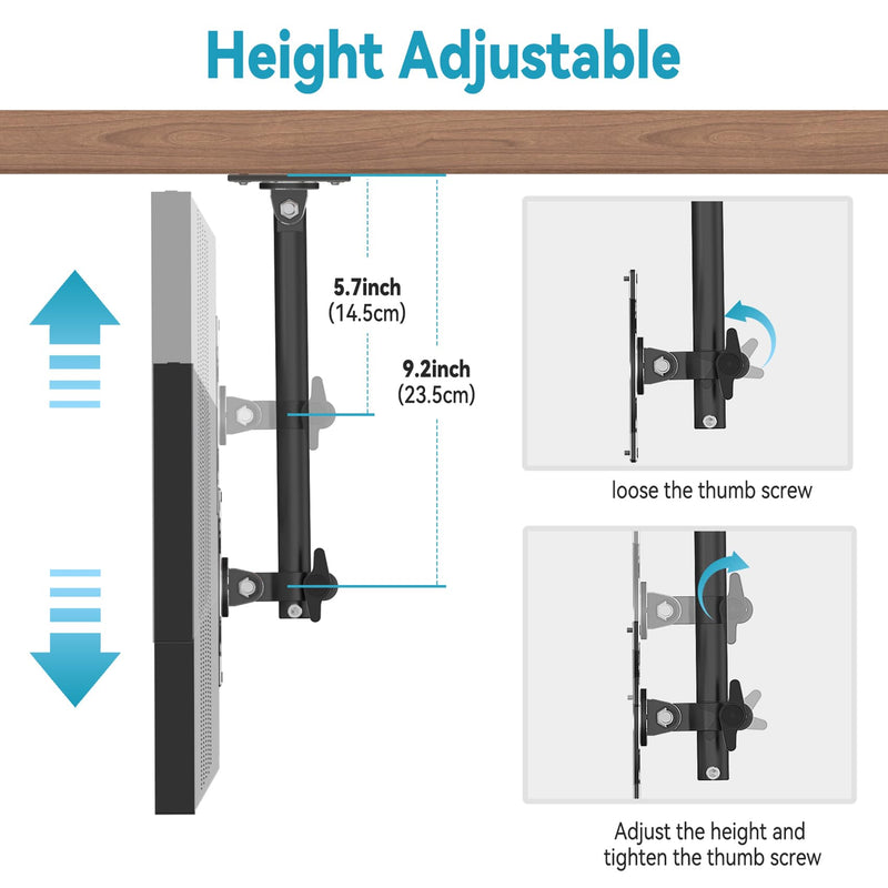 [Australia - AusPower] - Letlar Show 15 Kitchen Under-Cabinet Mount, Adjustable Height Rotatable Swivel Tilt Mount for 15, Forward and Stowed Show 15 for Saving Space length adjustable-B 
