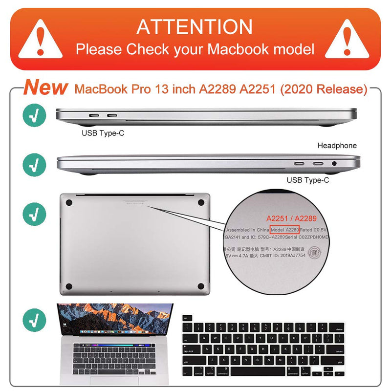 [Australia - AusPower] - Mektron Case for MacBook Pro 13 inch 2020 M1 A2338 A2289 A2251 with Touch Bar & Touch ID, Plastic Crystal Hard Shell Cover & Keyboard Skin & Screen Protector, Pink 
