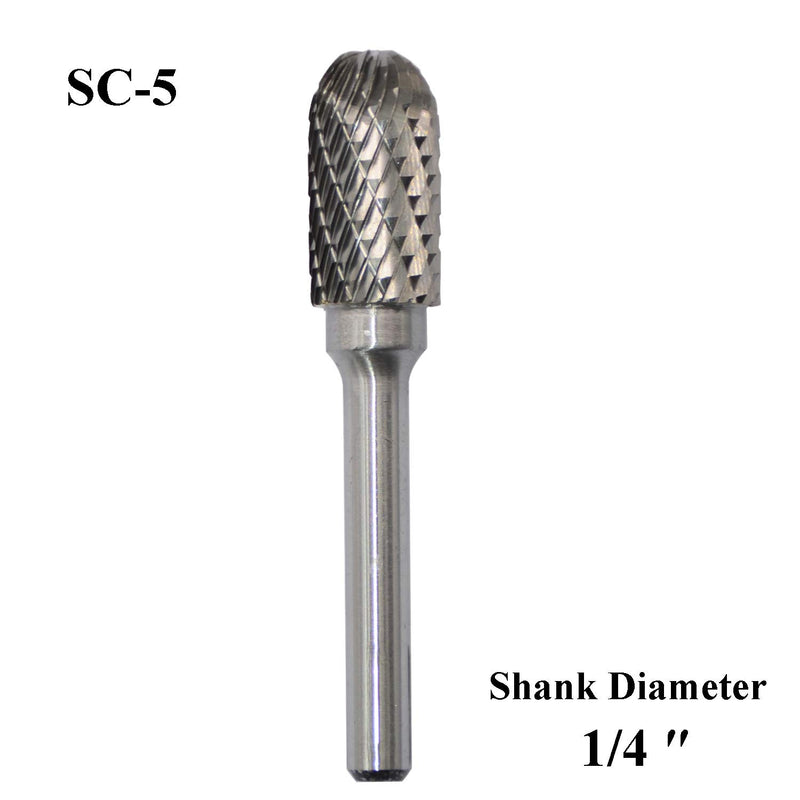 [Australia - AusPower] - SC-5 Tungsten Carbide Burr Rotary File Cylindrical Shape with Radius End Double Cut with 1/4''Shank for Die Grinder Drill Bit 