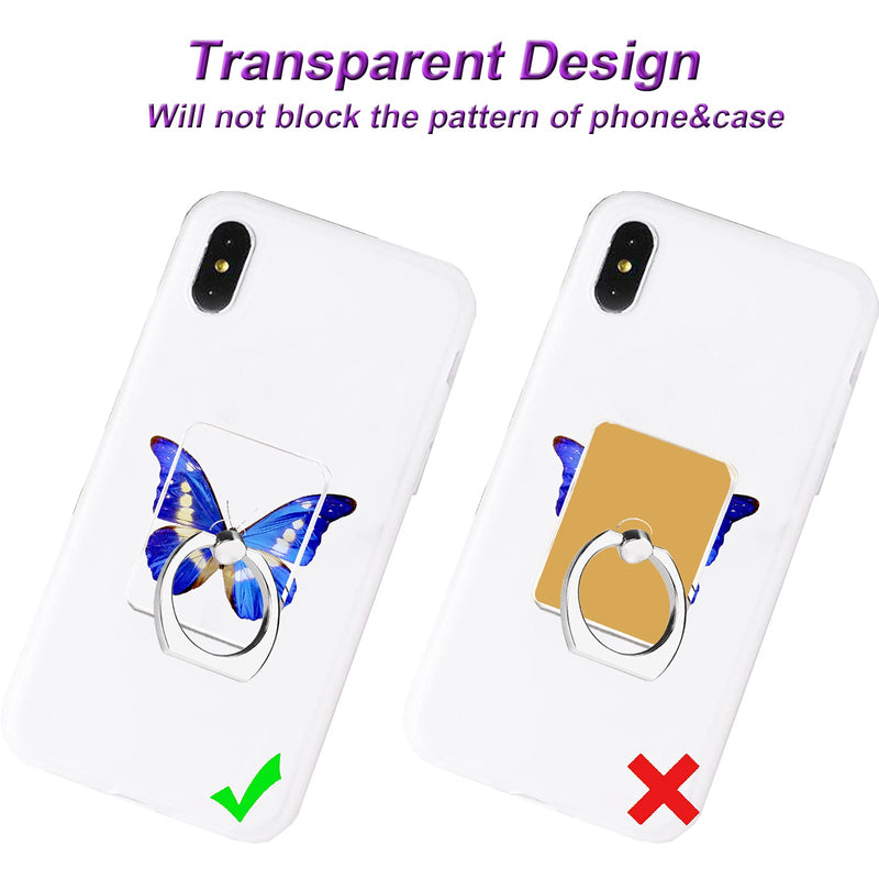 [Australia - AusPower] - TACOMEGE Transparent Clear Phone Holder Ring Grips for iPhone Samsung Xiaomi, Finger Ring Stand for Smartphone Tablet Case Painting Pattern(Rectangle) 