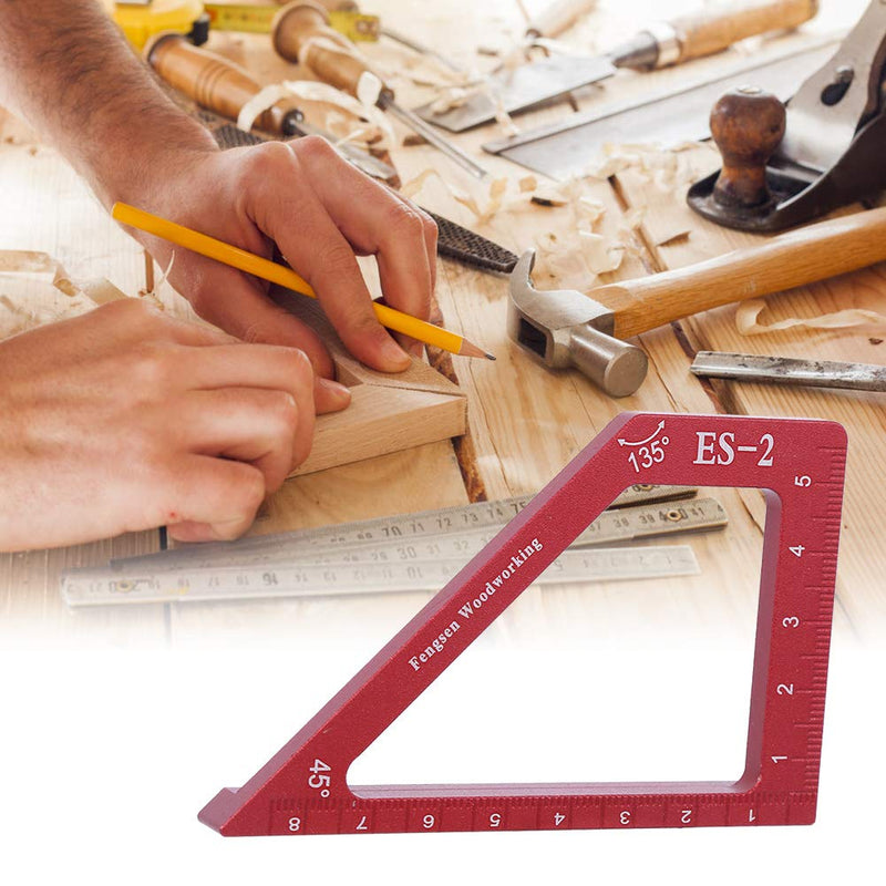 [Australia - AusPower] - Premium Aluminum Alloy Woodworking Scribing Ruler, Carpentry Auxiliary Measuring Marking Tool 90-Degree Angle and 45-Degree Angle (ES-2) 