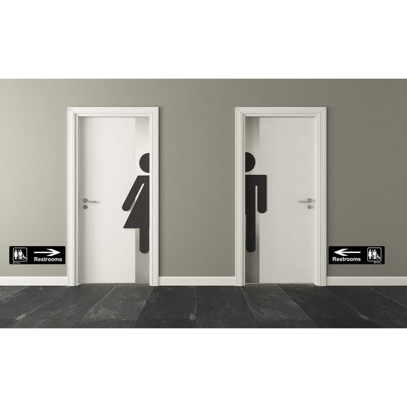 [Australia - AusPower] - 4 Pieces Acrylic Plastic Restrooms Sign Restroom Directional Sign Men Women Wheelchair Restroom Sign with Arrow for Office Restaurants Hotels Supermarket Supplies, 9 by 3 Inch (Left and Right Arrow) 