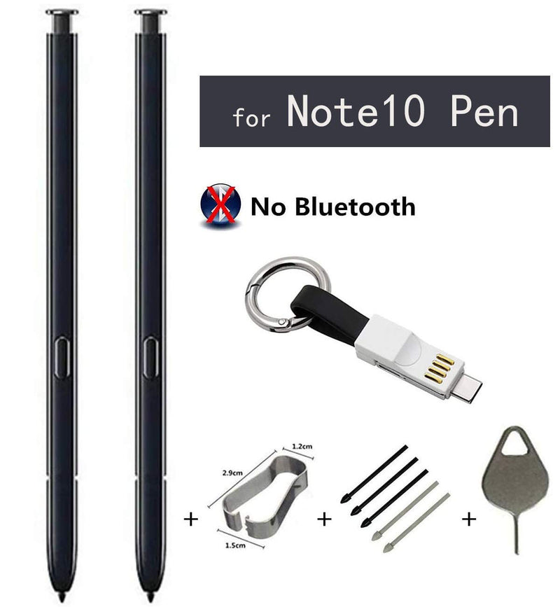 [Australia - AusPower] - 2Pcs Galaxy Note 10 Pen Replacement(Without Bluetooth) Stylus Touch S Pen for Galaxy Note 10 Note10 Plus Note 10+ 5G Stylus Touch S Pen +USB to Type-C Adater + Tips/Nibs + Eject Pin (Black) Black 