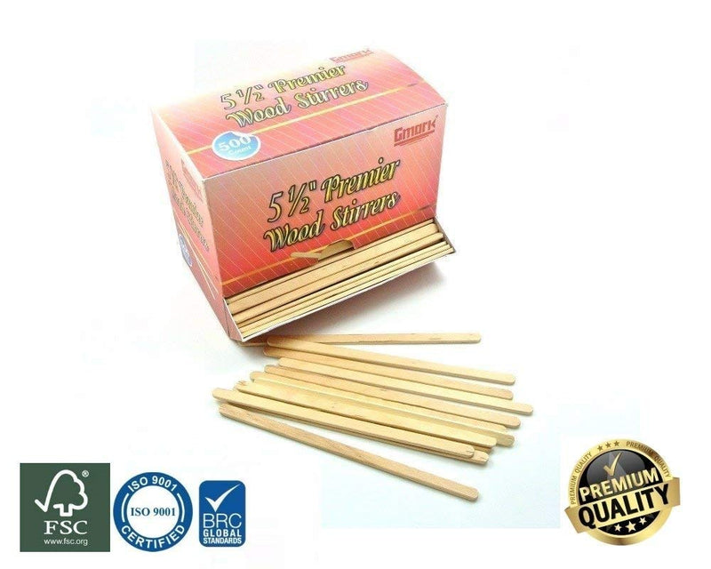 [Australia - AusPower] - Gmark Disposable Wooden Stirrer, Wood Coffee Stir Sticks 5.5 Inch for Tea Beverage, Corn Dog Stick Craft Stick, 500 Pcs/Box GM1010 (500) 