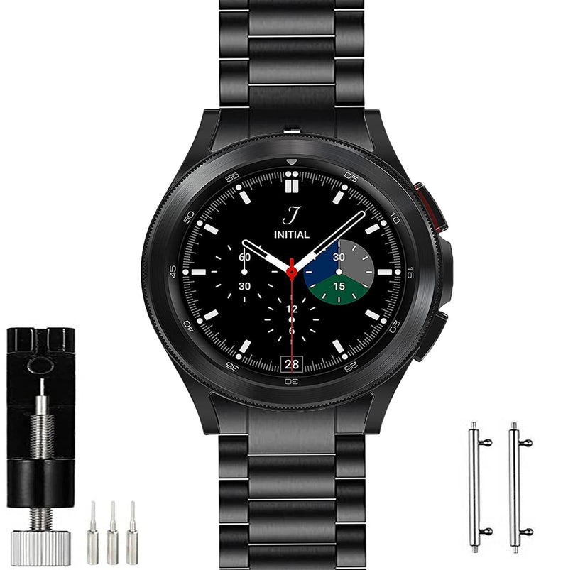 [Australia - AusPower] - OTOPO No Gaps Metal Bands Compatible Samsung Galaxy Watch 4 Classic 46mm Band, Solid Stainless Steel Bracelet Business Replacement Strap Special Design for Samsung Galaxy Watch4 Classic 46mm Black 