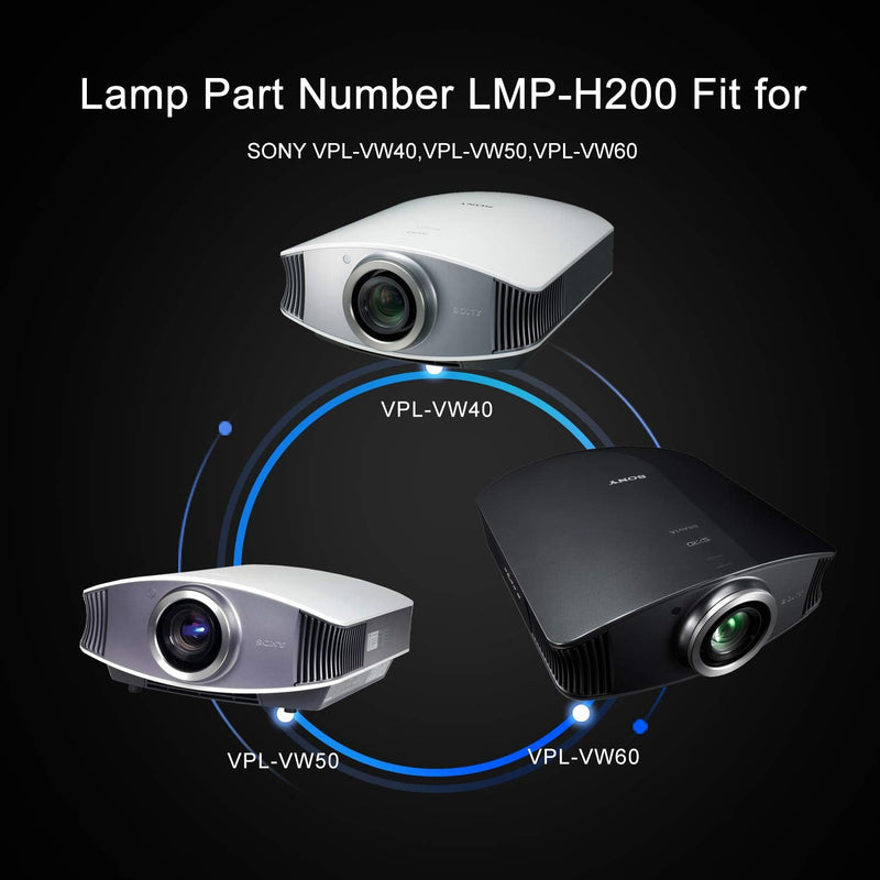 [Australia - AusPower] - ZECARFA LMP-H200 Replacement Lamp Bulb for Sony VPL-VW40 VPL-VW50 VPL-VW60 Projector Lamp with Housing 
