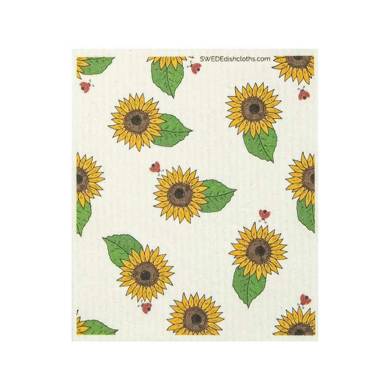[Australia - AusPower] - Swedish Dishcloth Mixed Sunflowers Set of 4 Each Swededishcloths (one of each design) | ECO Friendly Reusable Absorbent Cleaning Spongecloth 