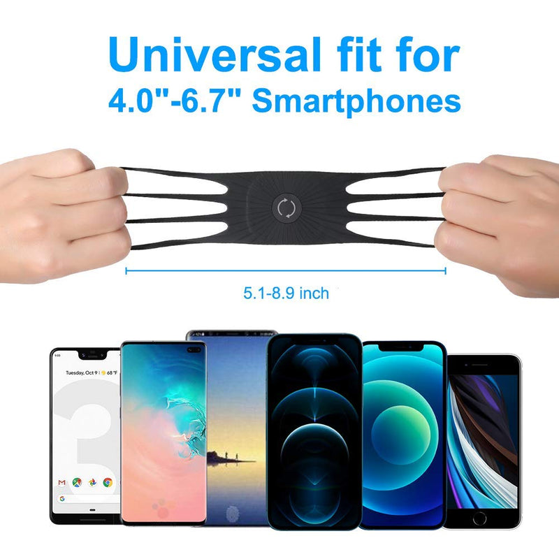 [Australia - AusPower] - VUP Wristband Phone Holder, 360° Rotatable Forearm Armband for iPhone 13/Pro Max/Pro/Mini/12/11/SE 2020/Xs/XR/X/8/7/Plus, Fits All 4-6.7 Inch Smartphones, Great for Hiking Biking Running (Black) Black 