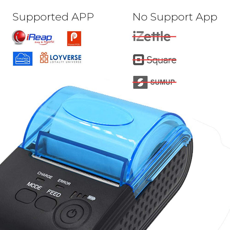 [Australia - AusPower] - MUNBYN 58mm Receipt Printer Android Mobile Bluetooth 4.0 Large Paper Warehouse Thermal Printer, Portable 58mm Personal Bill POS Receipt Printer Wireless, Compatible with Android Windows,Do not Square 