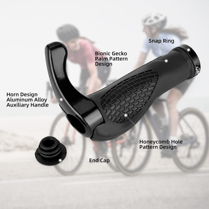 [Australia - AusPower] - ROCKBROS Bike Grips Single Lock-on Bicycle Handle Bar Ergonomics Non-Slip Mountain Bike Handlebar Comfortable & Shock Absorption Rubber Grips for BMX, MTB, Beach Cruiser, Scooter 