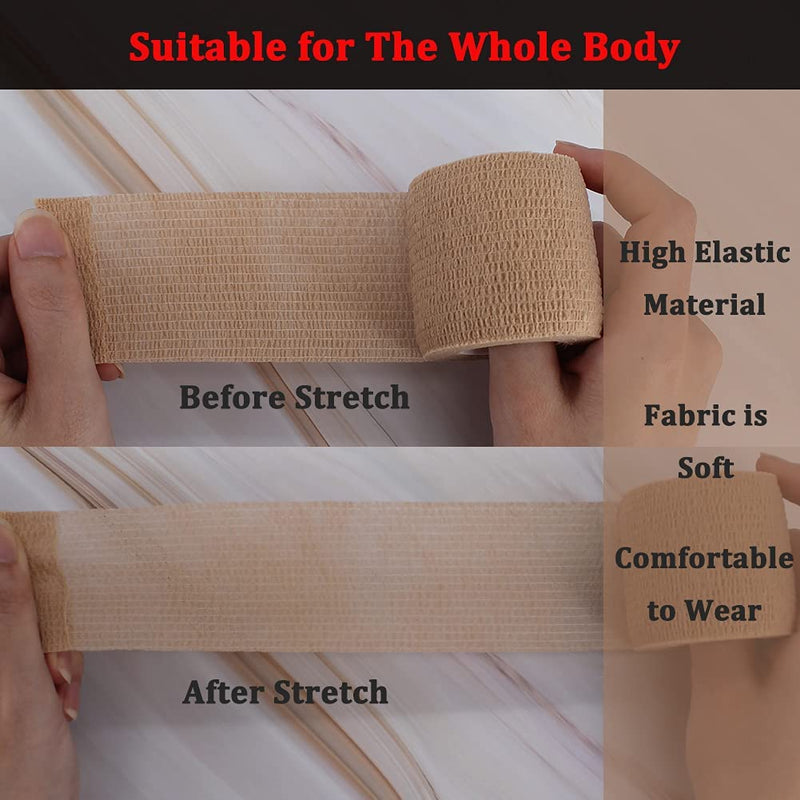 [Australia - AusPower] - 24 Pack 2" X 5 Yards Brown Breathable Self Adhesive Bandage Wrap, Multi-Purpose Non-Woven Cohesive Wrap - Vet Wrap | Athletic Tape | Medical Tape, Ankle Sprains, Swelling, Pets. 