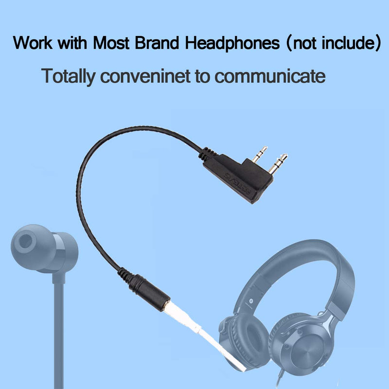 [Australia - AusPower] - Retevis Earpiece Adapter,2 Pin to 3.5mm Walkie Talkies Headset Adapter for Retevis H-777 RT21 RT22 RT27 RT7 H-777S Baofeng UV-S9 Plus Kenwood 2 Way Radios (1 Pack) 