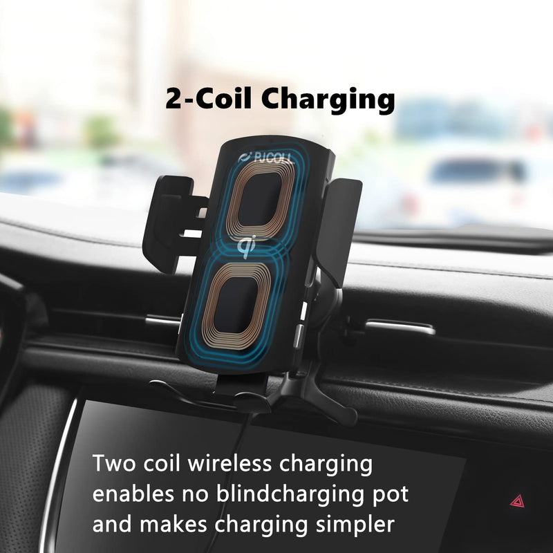 [Australia - AusPower] - PJCOLL Qi 15W Fast Wireless Charger Auto-Clamping with Car Cup Holder & Air Vent Mount, Specially Designed for Samsung Galaxy Z Flip3 5G, Compatible with Google Pixel 6 Pro, iPhone 13/12, LG, OnePlus 