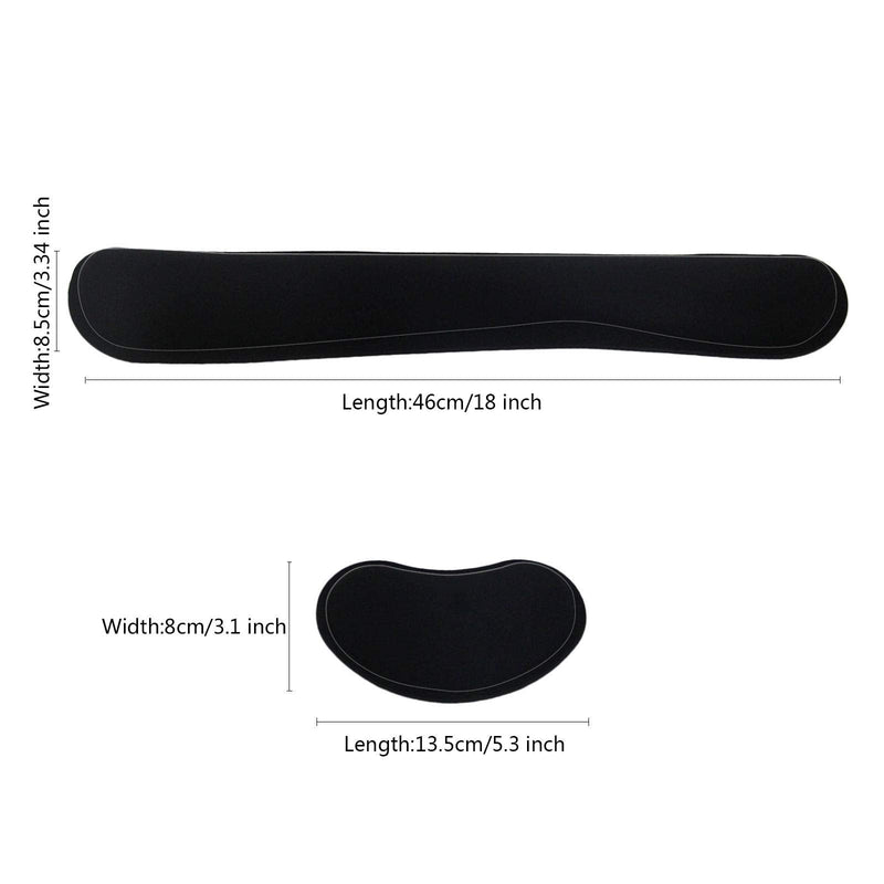 [Australia - AusPower] - Wrist Rest for Computer Keyboard and Mouse Pad Support Memory Foam Set Easy Typing and Wrist Pain Relief Ergonomic Lightweight Anti-Skid Wrist Cushion for Office Gaming Laptop Mac (Black) Black 