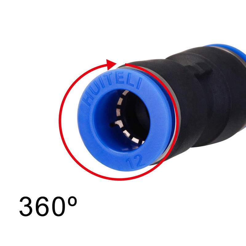 [Australia - AusPower] - 40 Pieces Straight Push Connectors, 6/8 /10/12 mm Quick Release Pneumatic Connectors Air Line Fittings for 1/4 5/16 3/8 1/2 Tube (2 Way) 