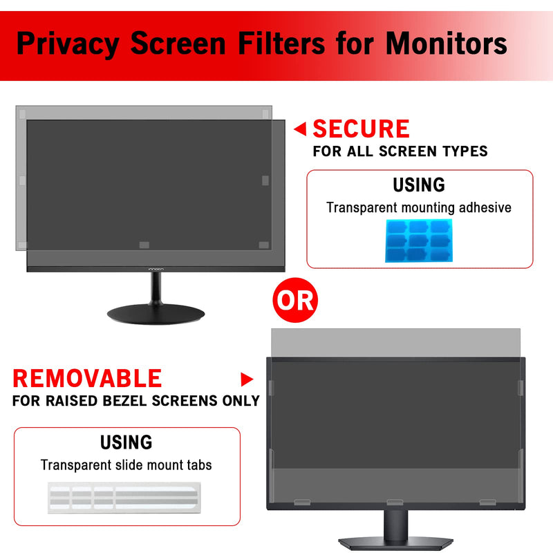 [Australia - AusPower] - PYS Monitor Privacy Screen 27 inch -for Widescreen Computer Monitor[16:9 Aspect Ratio], Anti-Spy/Anti Blue/Anti-Scratch Protector Film for Data confidentiality - (WxH:598mm x 377mm) Black 