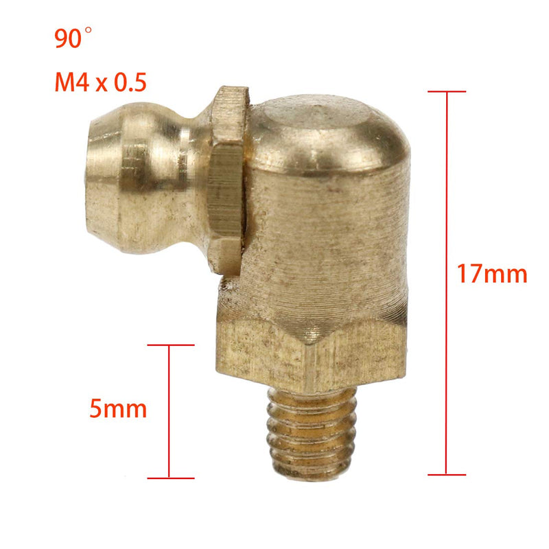 [Australia - AusPower] - Sydien 5Sets Brass M4 Straight & 45 Degree & 90 Degree Angled Grease Nipple Fitting Assortment Kits For Trucks, Cranes & Forklifts 