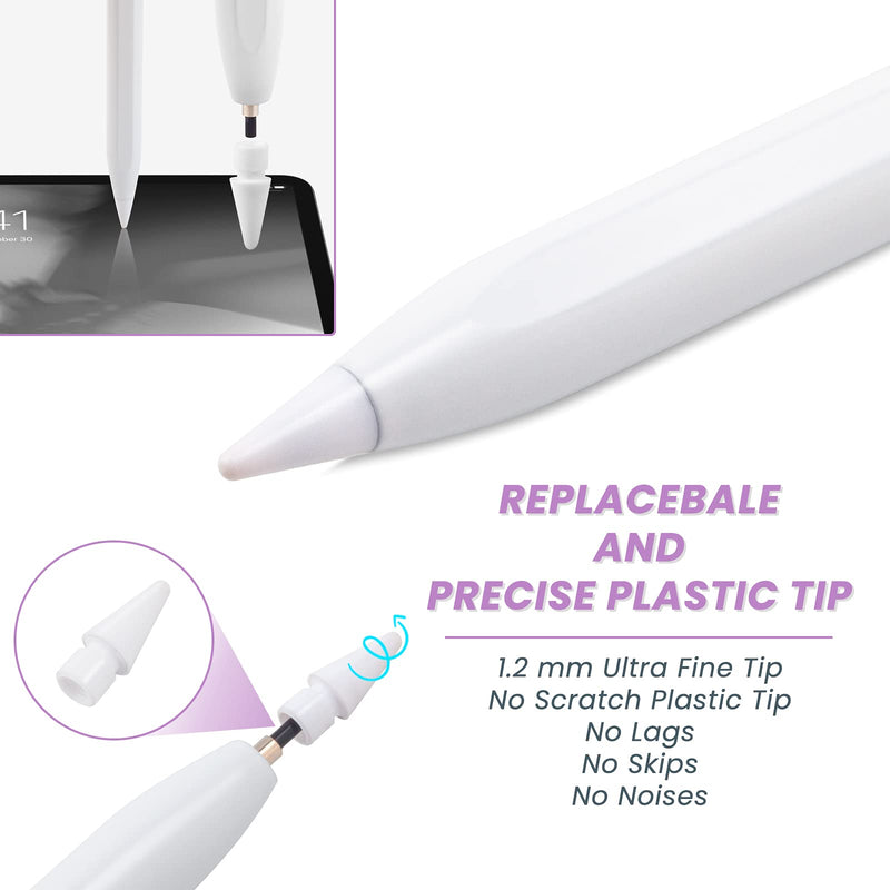 [Australia - AusPower] - 2021 Pencil for iPad Pro,Magnetic and Palm Rejection iPad Pen,Same Replaceable for Apple Pencil Tips Tilt Sensitive Stylus Pen for iPad Pro 11/12 Inch(2018-2021),iPad 8th Gen,iPad Air 4th Gen,White White 