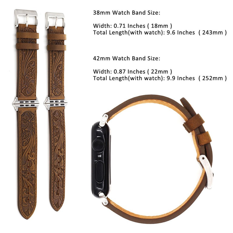 [Australia - AusPower] - Falandi for Apple Watch Band Leather 40mm 38mm 44mm 42mm, Retro Pattern Leather Classical Replacement Smart Watch Band for iWatch Men Women Series SE 6 5 4 3 2 1 Retro Brown 40mm/38mm 