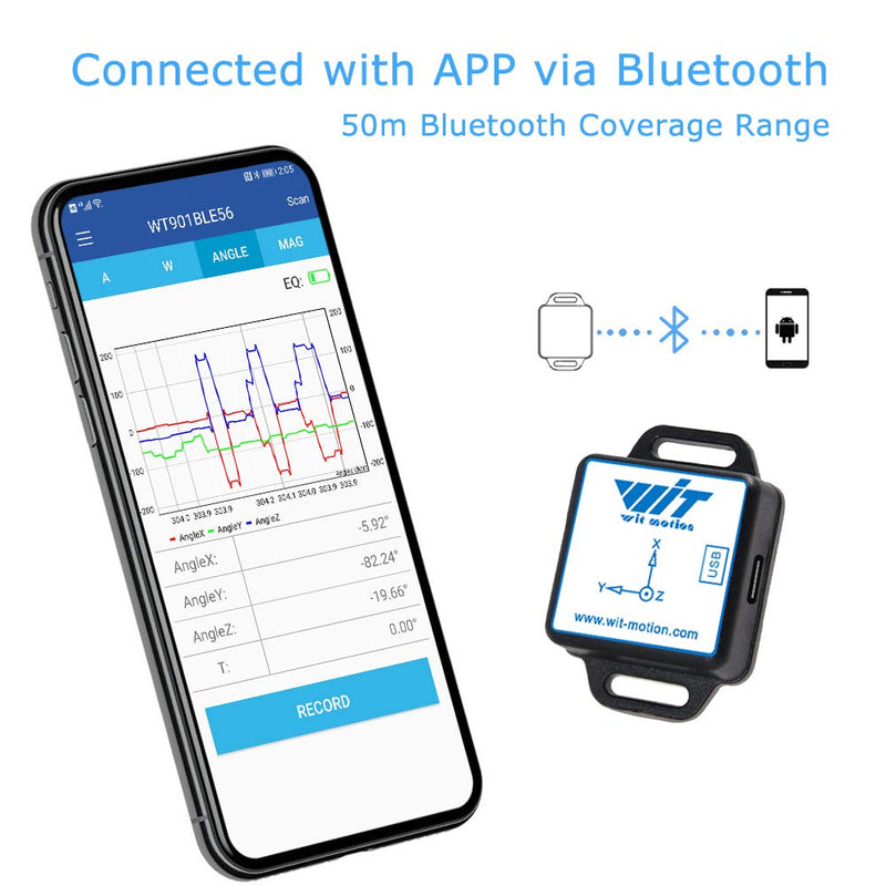 [Australia - AusPower] - [Bluetooth 5.0 Accelerometer+Inclinometer] WT901BLECL MPU9250 High-Precision 9-axis Gyroscope+Angle(XY 0.05° Accuracy)+Magnetometer with Kalman Filter, Low-Power 3-axis AHRS IMU Sensor for Arduino 