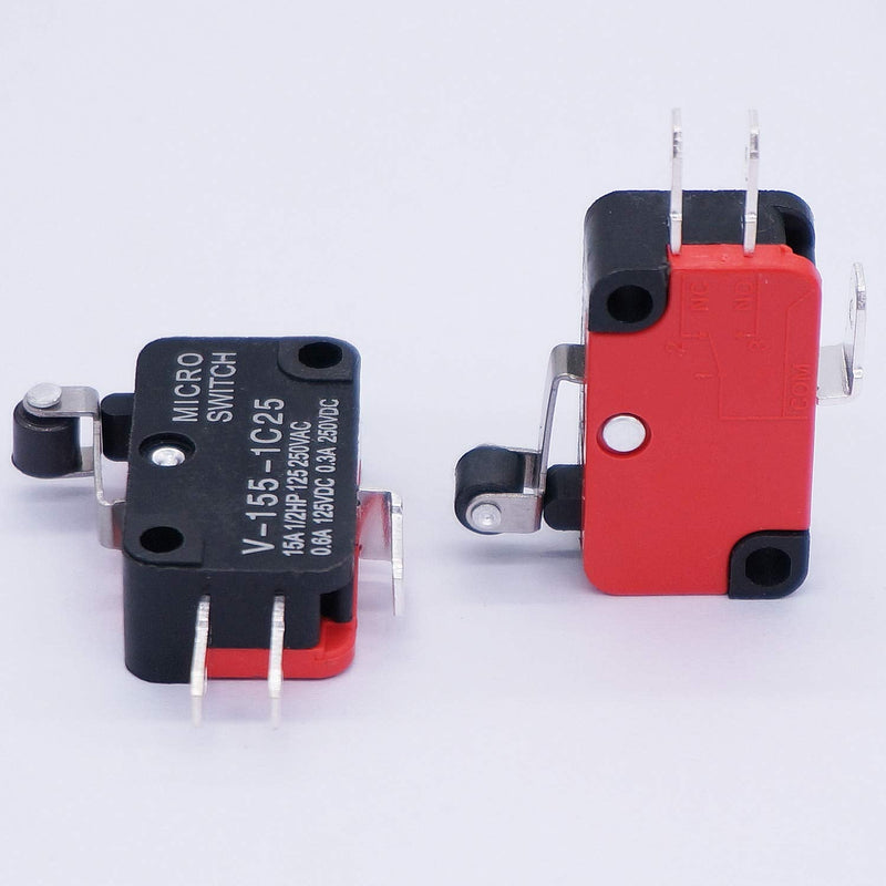 [Australia - AusPower] - Twidec/6Pcs Micro Limit Switch Short Hinge Roller Lever Arm Switch for Arduino V-155-1C25 