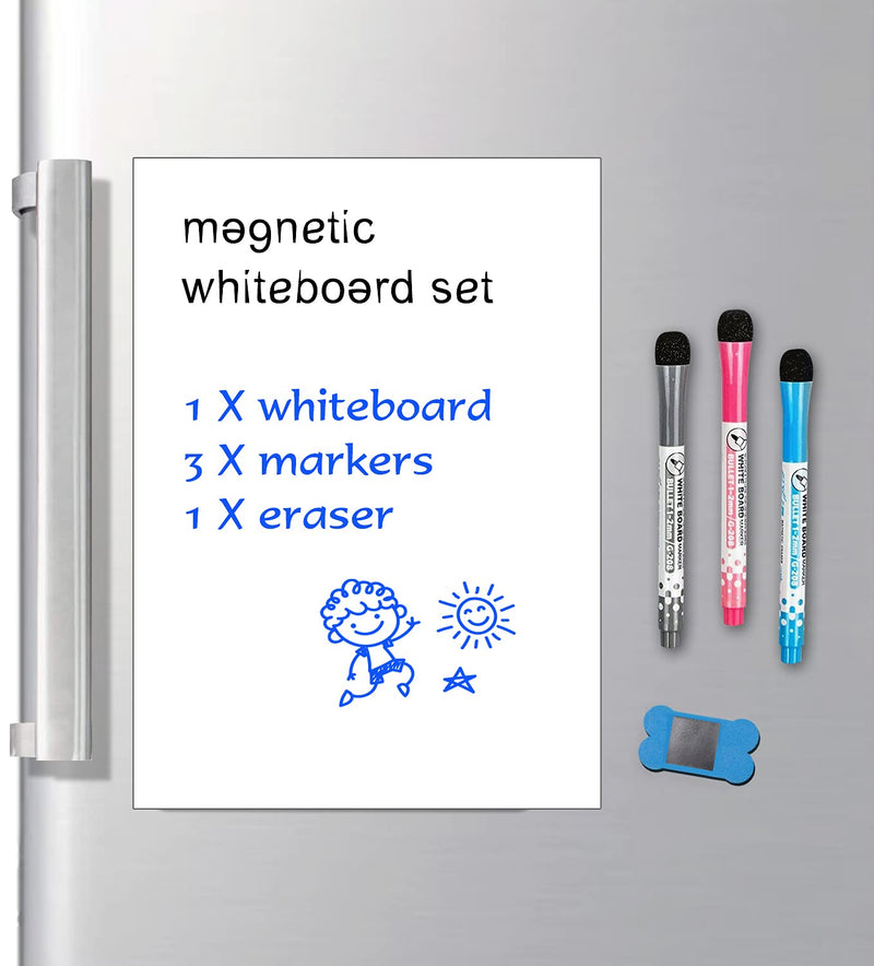 [Australia - AusPower] - 12 x 8 inches Magnetic Dry Erase Whiteboard Sheet ,Home Kitchen Fridge Shopping List and Office Notice Board (12” X 8”) 12” X 8” 