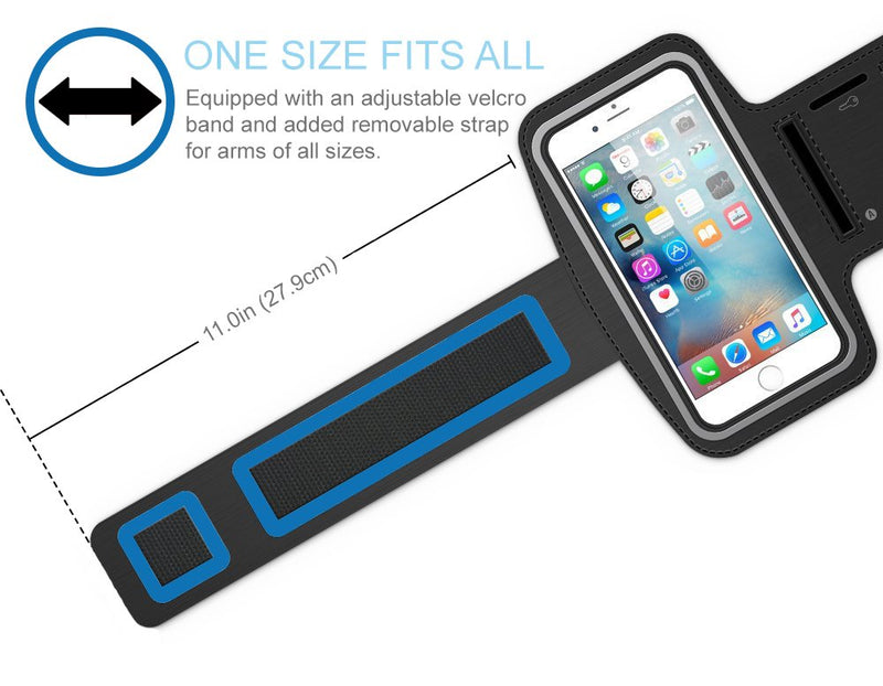 [Australia - AusPower] - MMOBIEL Sportband Compatible with iPhone 12 Mini / SE 2020 / 8 / 7 / 6S / 6 - 5.5 Inch (Black) Water Resistant Stretchable Dual Arm Slots Black 