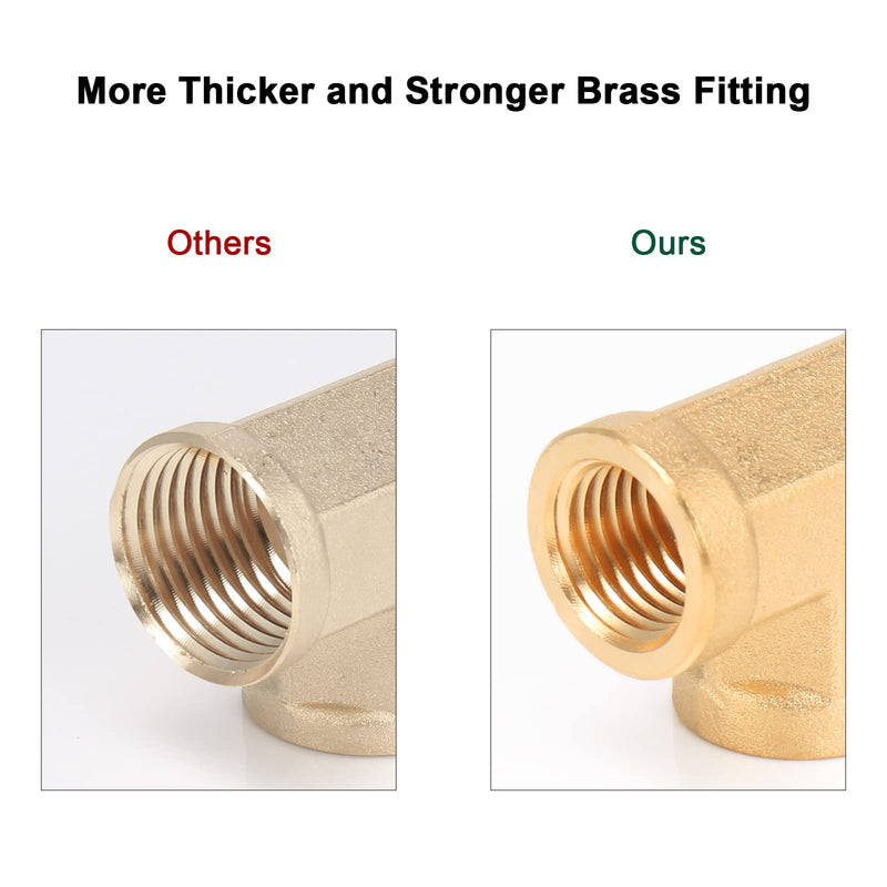 [Australia - AusPower] - BathAce Solid Brass Tee Fitting, Heavy Duty Threaded Pipe T Adapter Fitting Metal Connectors,2 Pack (1/4 NPT Female x 1/4 NPT Female x 1/4 NPT Male) 1/4 NPT Female x 1/4 NPT Female x 1/4 NPT Male 