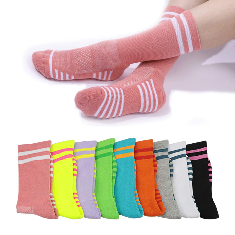 [Australia - AusPower] - FUNDENCY Women's Athletic Crew Socks 6 Pack, Running Breathable Cushion Socks with Arch Support White One Size 