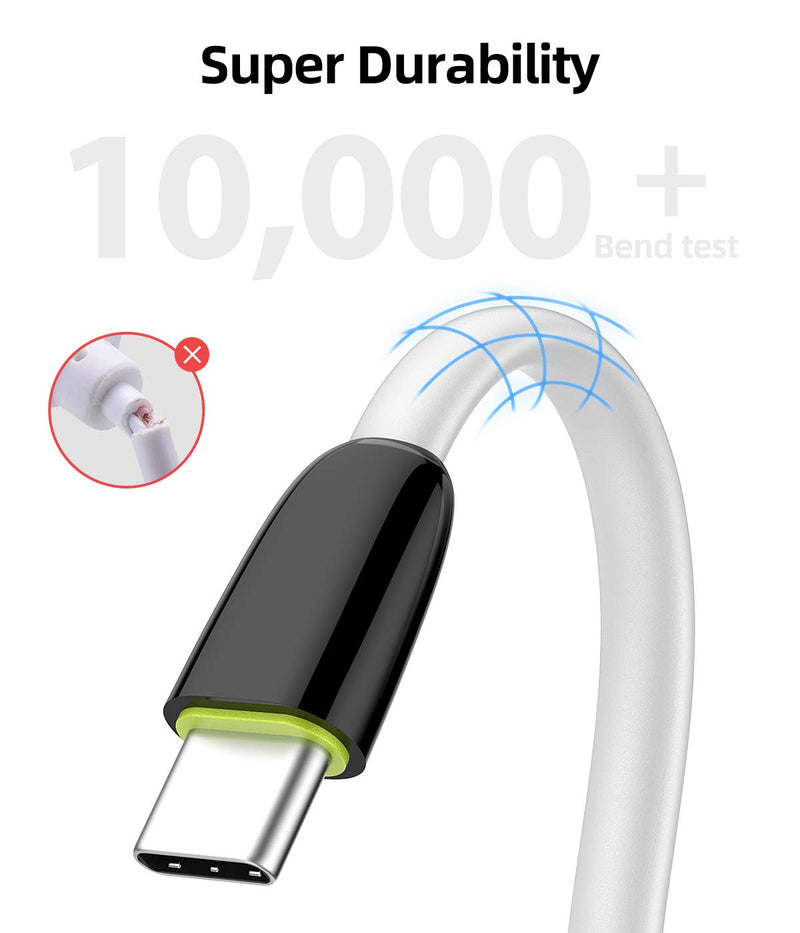 [Australia - AusPower] - SUNGUY USB C Cable [2FT/0.6m 2Pack] Short Fast Charging Flat Flexible USB Type C Cord Quick Charge 3.0 for Samsung S10e S9 Note10 Plus Moto G7 Oneplus 7 Pro 2FT*2 
