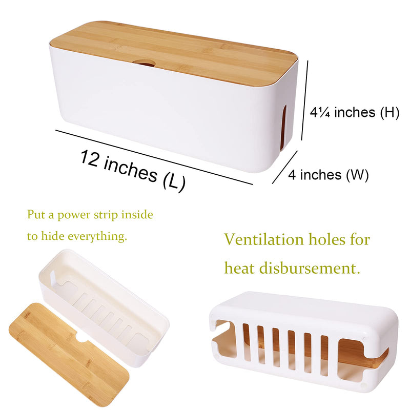 [Australia - AusPower] - Changsuo Cable Management Box Small White Cable Organizer Box for Extension Cord Power Stripe Surge Protector Wire Management Concealer Organizer Cover Hider for Desktop Home Office Kitchen (White) 