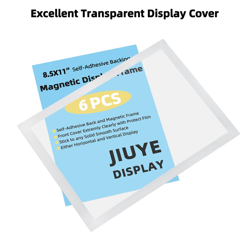 [Australia - AusPower] - JIUYE 8.5 x 11 Self Adhesive Magnetic Sign Holder,Dual Sides Transparent Magnetic Window Display Frame for Office/Store/School as Shop Notice Frame/Schedule (8.5"x11" 6Pcs, Silver) 8.5"x11" 6Pcs 