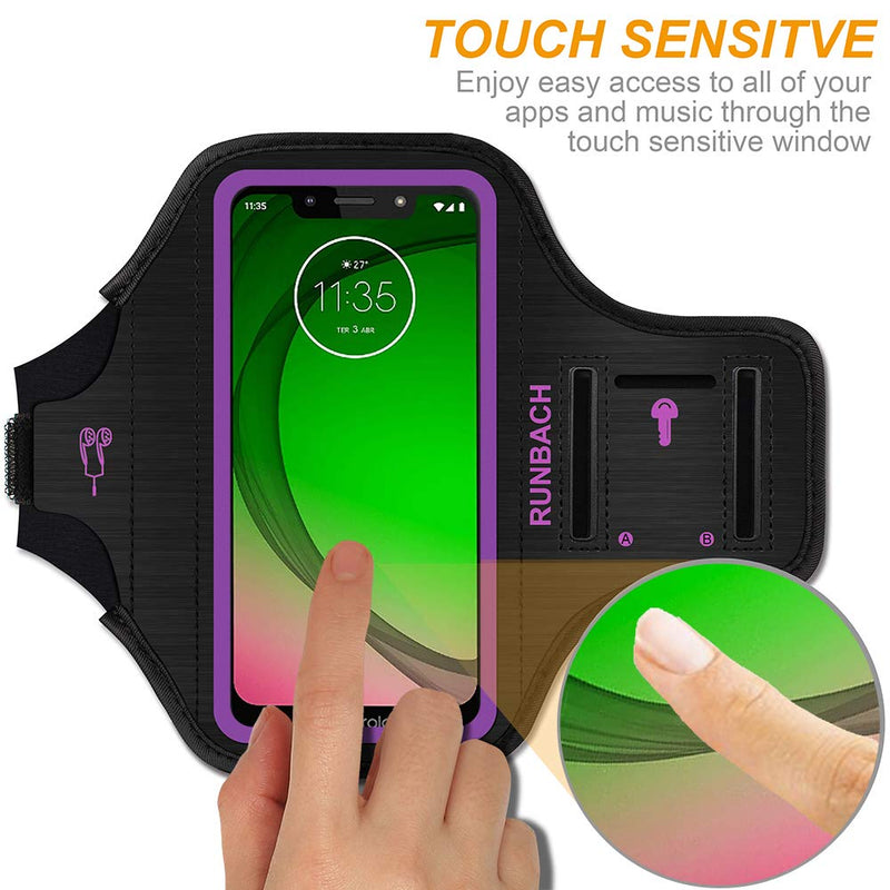 [Australia - AusPower] - RUNBACH Sweatproof Running Armband for Motorola One Fusion/Edge Series/E7 Power/E7 Plus/G Stylus/G Power/G Play/G9 Play/G9 Plus/G9 Stylus/G30/G10(Purple) Purple 