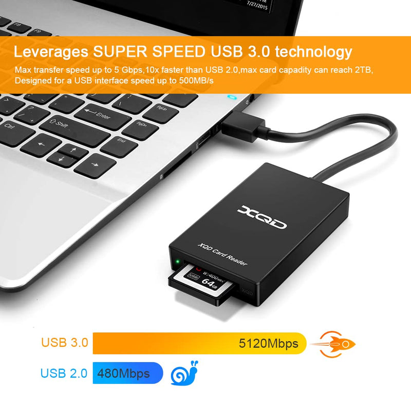 [Australia - AusPower] - XQD Card Reader, Rocketek USB 3.0 XQD Card Reader Memory Card Reader 5Gpbs Super Speed XQD Reader Compatible with Sony G/M Series, Lexar 2933x/1400x USB Mark XQD Card for Windows/Mac OS Grey-A 