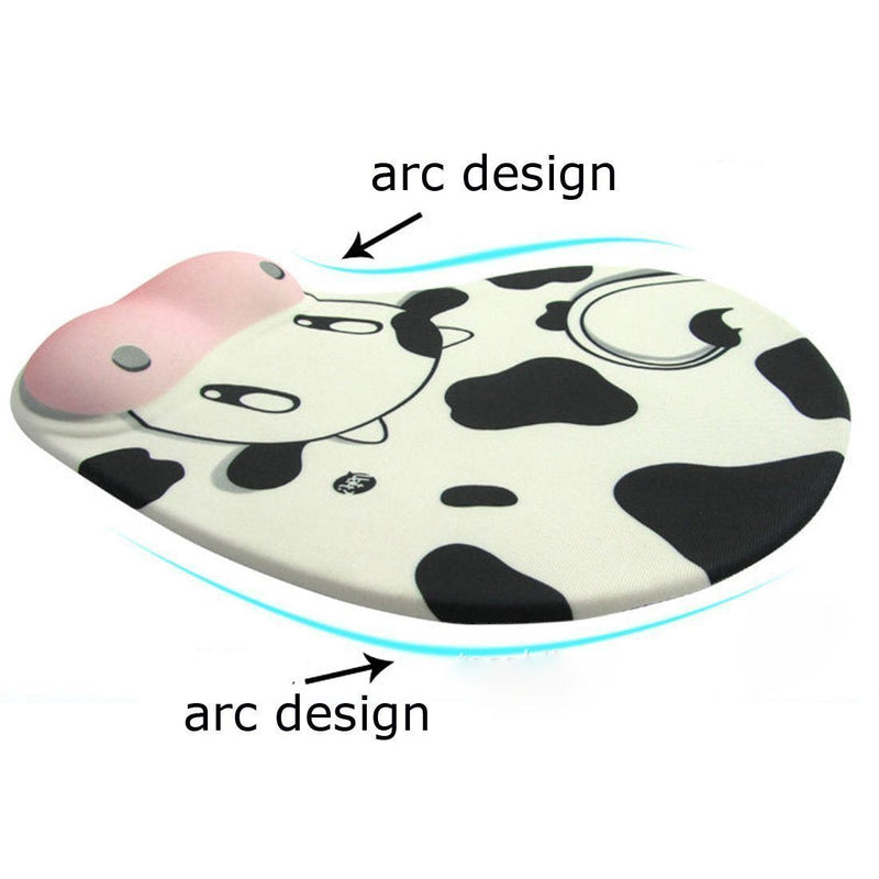 [Australia - AusPower] - Onwon Cartoon Wrist protected Personalized Computer Decoration Gel Wrist Rest Mouse Pad Ergonomic Design Memory Foam Mouse Pad Gel Mouse Pad/Wrist Rest(Cow Style) 