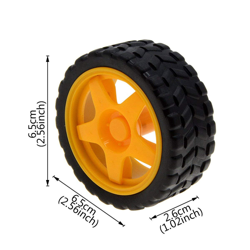 [Australia - AusPower] - YXQ DC 3V-6V Uniaxial TT Gear Motor with 65mm Dia Robot Wheel for Robot Smart Car, 4-Set 