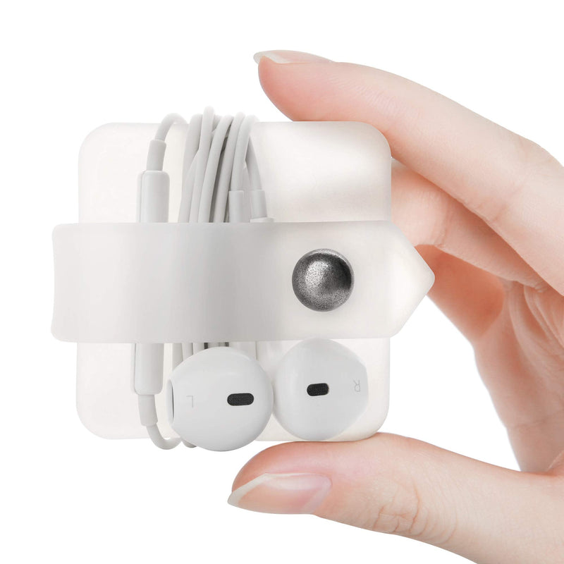 [Australia - AusPower] - ELFRhino Silicone Earphone Organizer Earphone Wrap Winder Headphone Cord Organizer Wrap Winder Manager/Cable Winder 3 Pieces White+transparent+grey 