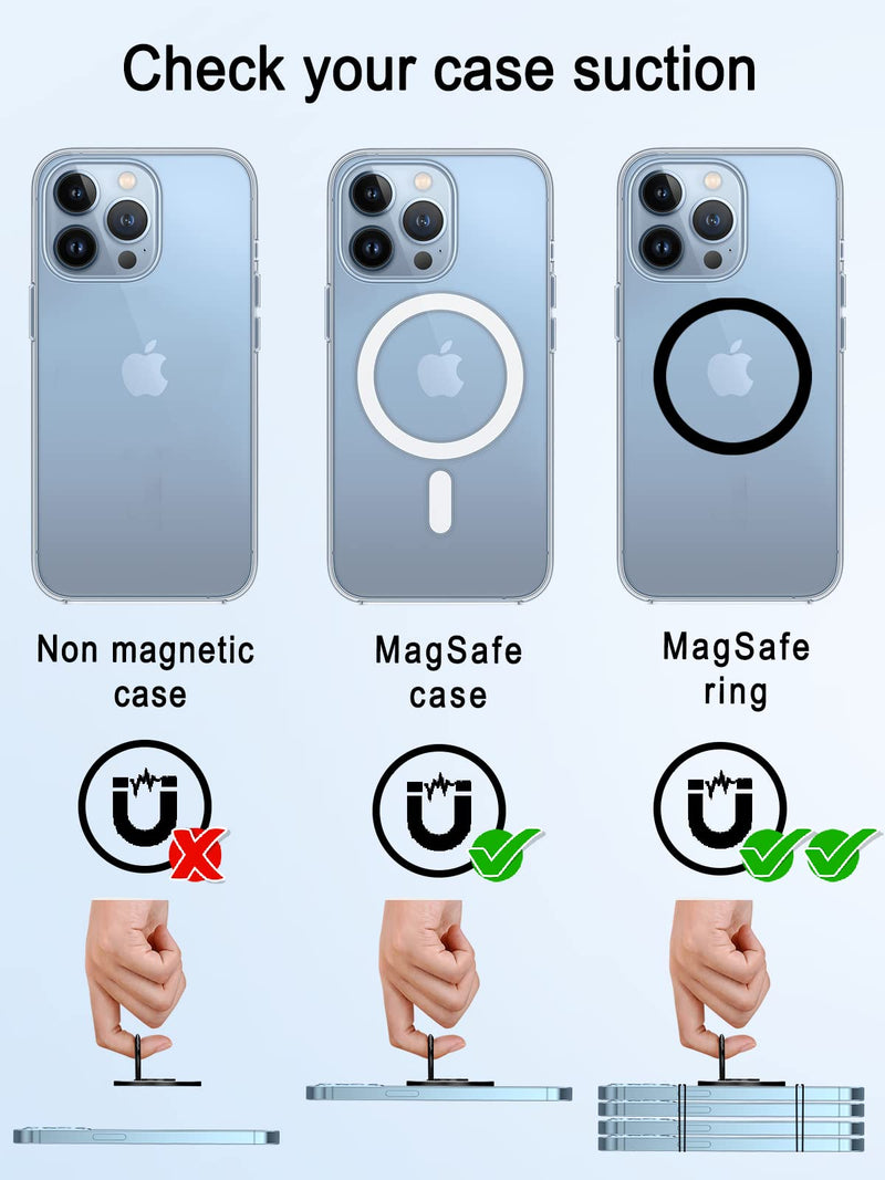 [Australia - AusPower] - Magnetic Ring Holder Magnet Compatible with Magsafe for iPhone 12 13 Pro/Max/Mini Accessories, Removable Phone Grip Finger Loop Wireless Charging Compatible (Black) Black 