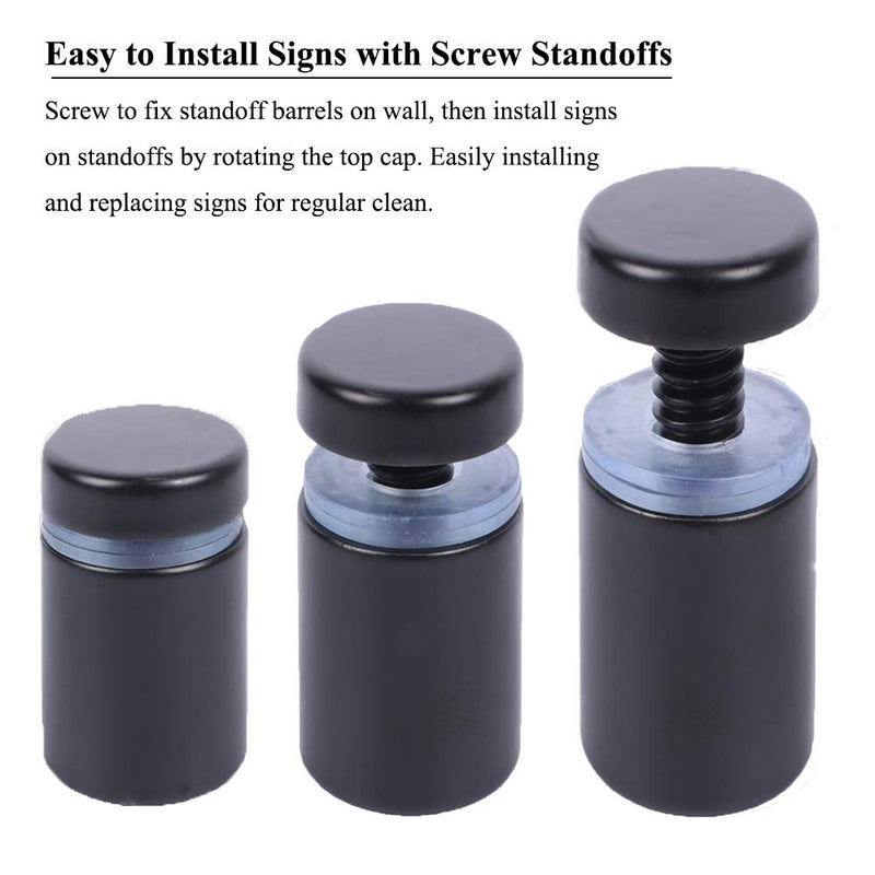 Osring 3/4 x 2 Inch Sign Standoff Mounting Hardware, Black Screw
