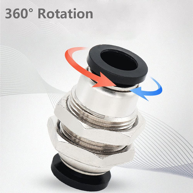 [Australia - AusPower] - Jienk 10Pcs Bulkhead Union 1/4" x 1/4" Tube OD Push to Connect Tube Fitting, PMM-1/4 Pneumatic Quick Connect Air Fitting 1/4" OD 10 