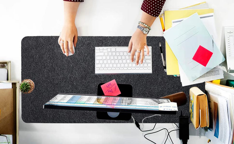 [Australia - AusPower] - DAWNTREES Large Felt Desk Pad , 40''x16'' Full Desk Mouse Pad, Desk Pad for Keyboard ,Computer Mat for Desk ,100X40cm Felt Desk Mat for Desk Pad Protector 100x40cm Dark Grey 