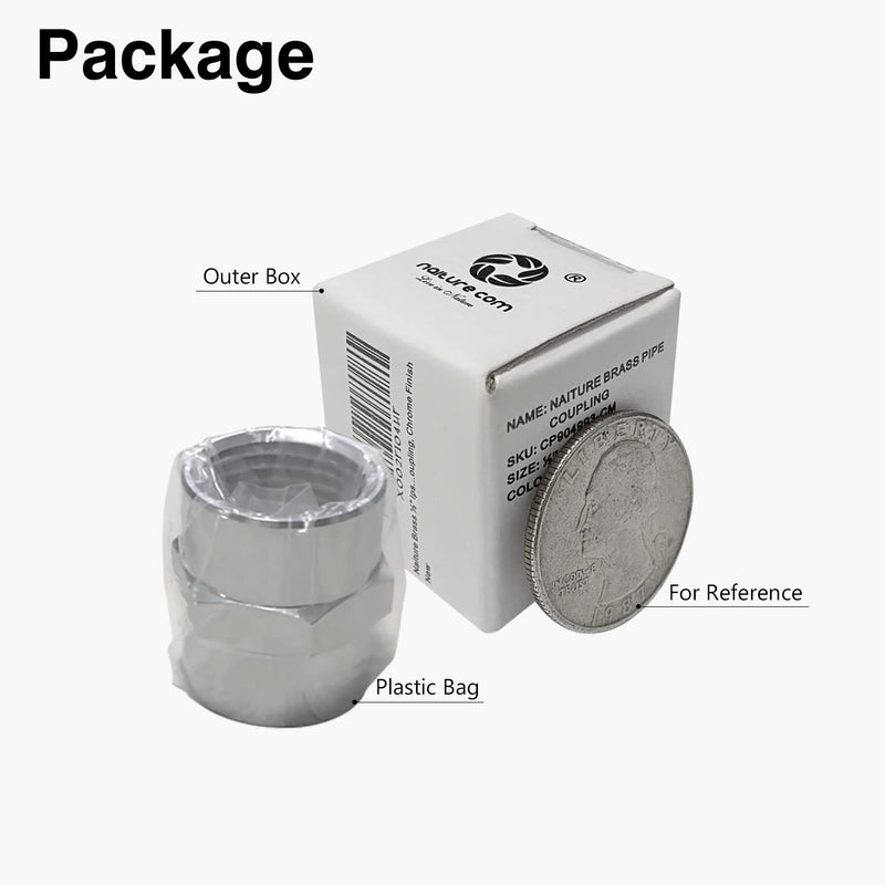 [Australia - AusPower] - Naiture Brass 1/2" IPS Female Threaded Pipe Fitting Coupling, Chrome Finish 