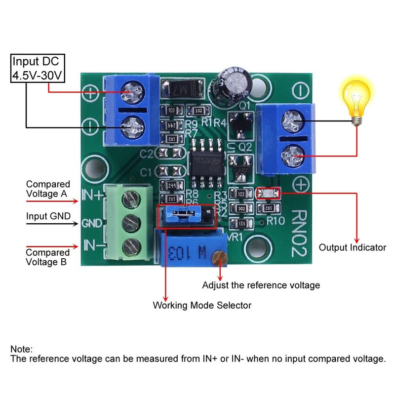 [Australia - AusPower] - DC 4.5V-30V Voltage Comparator Module, Overvoltage Undervoltage Overload Protection Module Dual Voltage Signal Comparison 3 Working Mode 