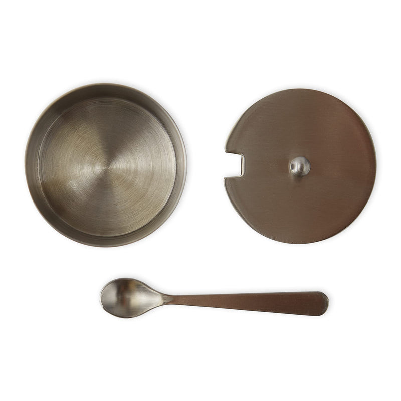 [Australia - AusPower] - RSVP International Endurance Kitchen Collection Salt Cellar Set with Spoon, Dishwasher Safe, 2-Ounce, Brushed Stainless Steel 