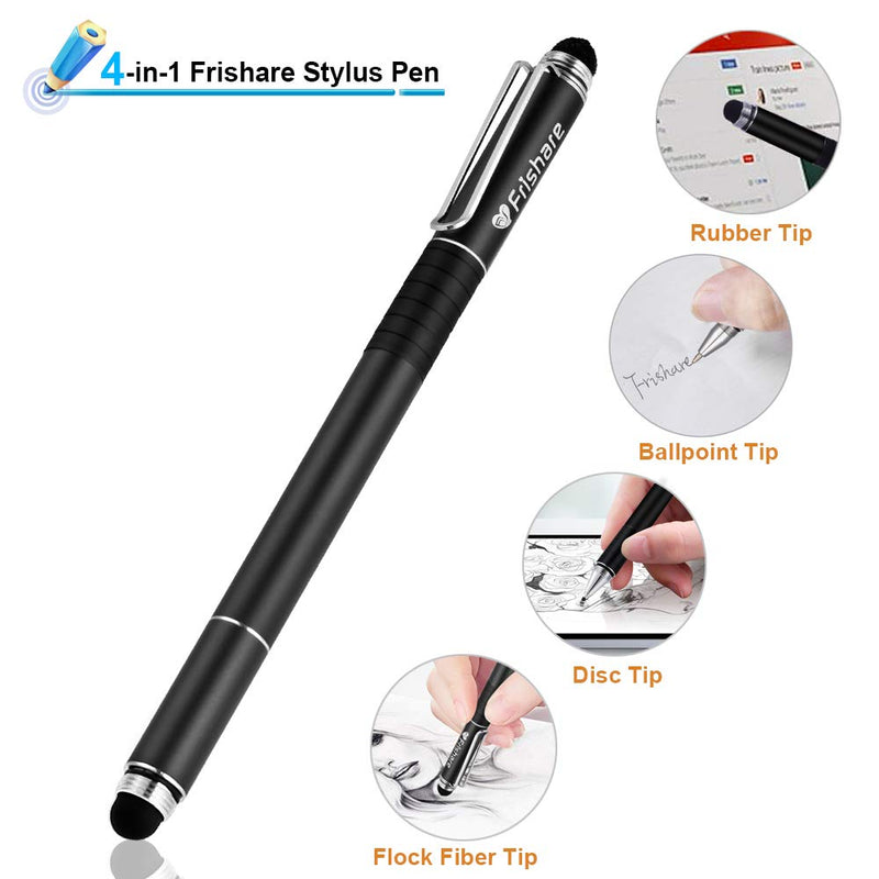 [Australia - AusPower] - Frishare Stylus Pens for Touch Screens, Universal Capacitive Stylus Pen with Ballpoint Pen Disc Fiber Mesh Tip, Writing and Drawing stylus for iPad, Tablets, iPhone - Black 1PACK-Black 