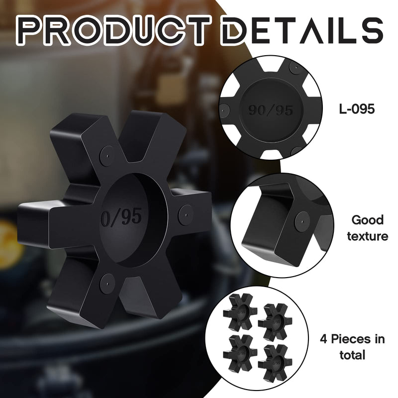 [Australia - AusPower] - Flexible NBR Rubber Spider Insert Solid Spider Center Inserts Suitable for L Jaw Coupling Set, Black (4 Pcs, L095) 4 