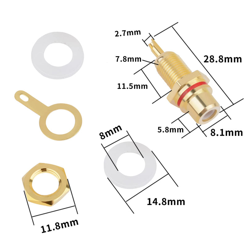 [Australia - AusPower] - RCA Plug Female Jacks Socket Connector Chassis Amplifier Terminal Nickel Plated Gold Plated Lotus Head Welding Adapter Coupler for amp by lkelyonewy(6 Pairs) 