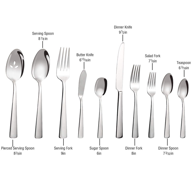 [Australia - AusPower] - 45-Piece Silverware Flatware Cutlery Set in Ergonomic Design Size and Weight, Durable Stainless Steel Tableware Service for 8, Dishwasher Safe 45 Piece 