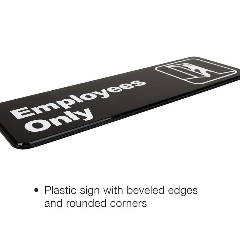 [Australia - AusPower] - Excello Global Products Employees Only Sign: Easy to Mount Informative Plastic Sign with Symbols 9"x3", Pack of 3 (Black) Black 
