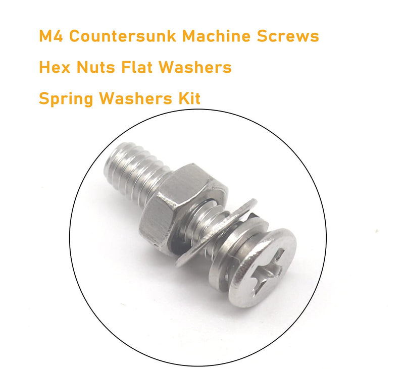 [Australia - AusPower] - binifiMux 550pcs M4 Phillips Flat Head Countersunk Machine Screws Bolts Nuts Washers Assortment Kit, 304 Stainless Steel, M4 x 6mm/ 8mm/ 10mm/ 12mm/ 16mm 